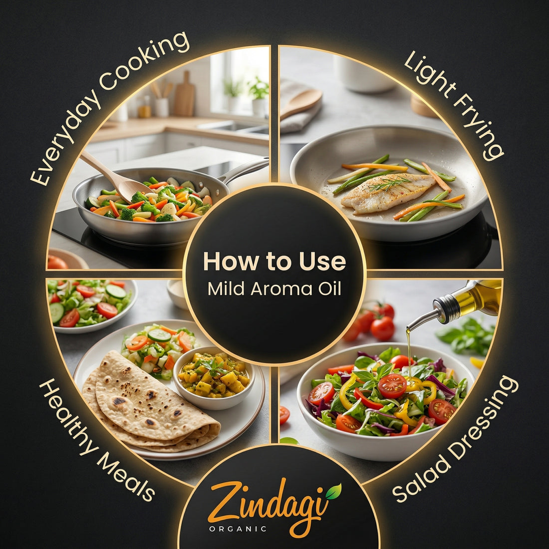 organic Zindagi Smart Cooking Bundle (3 Bottles) 2 Mild Aroma Mustard Oil + 1 Sesame Oil