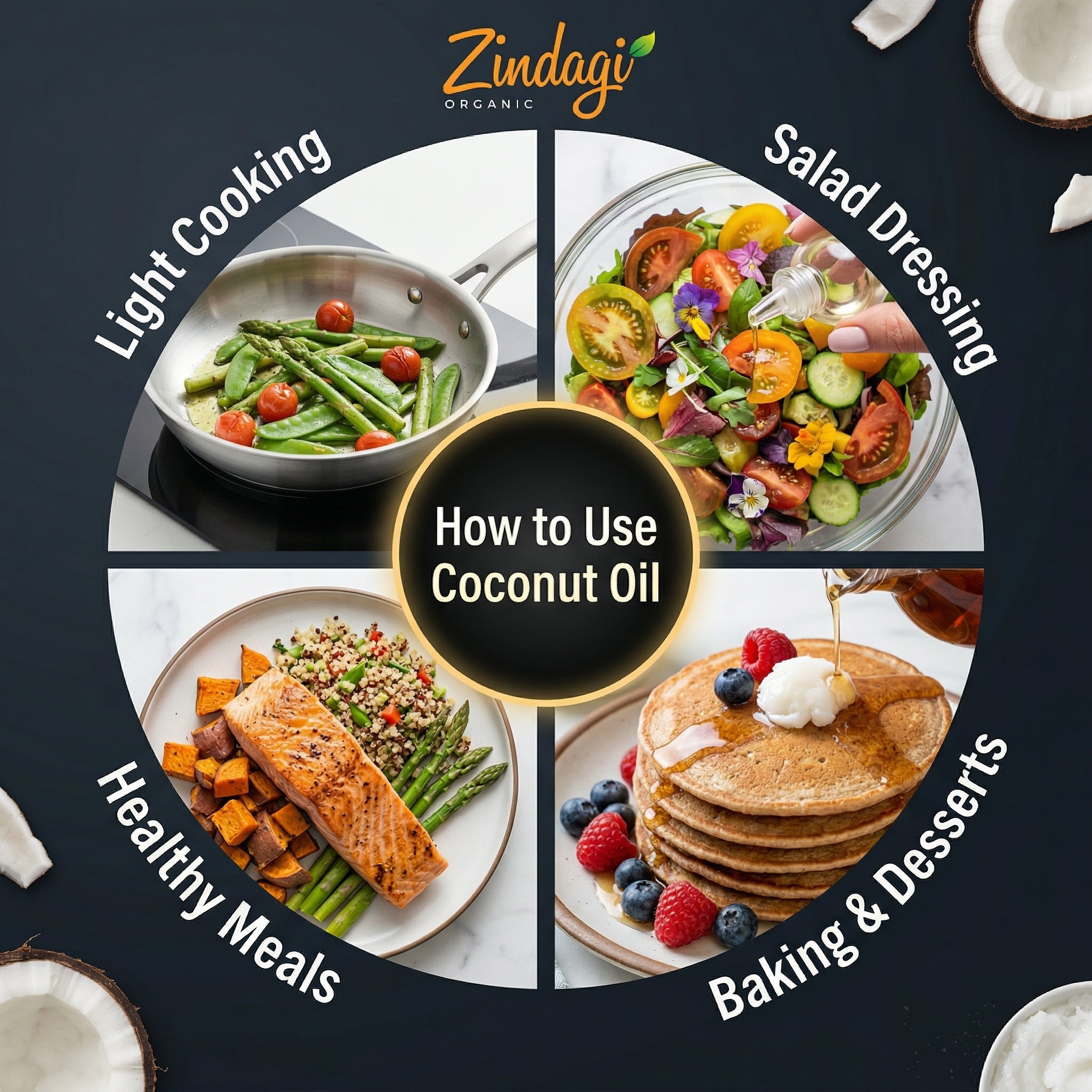 Organic Zindagi Extra Virgin Coconut Oil – Cold Pressed, 100% Pure & Natural