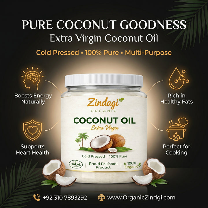 Organic Zindagi Extra Virgin Coconut Oil – Cold Pressed, 100% Pure & Natural