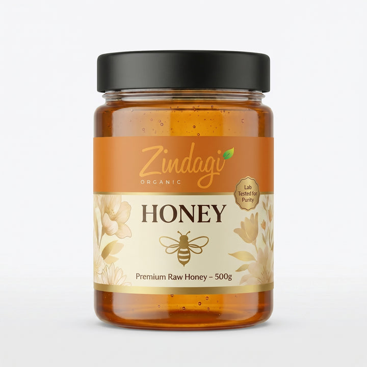 Organic Zindagi Premium Raw Honey – Lab Tested Pure Natural Honey (250g & 500g)